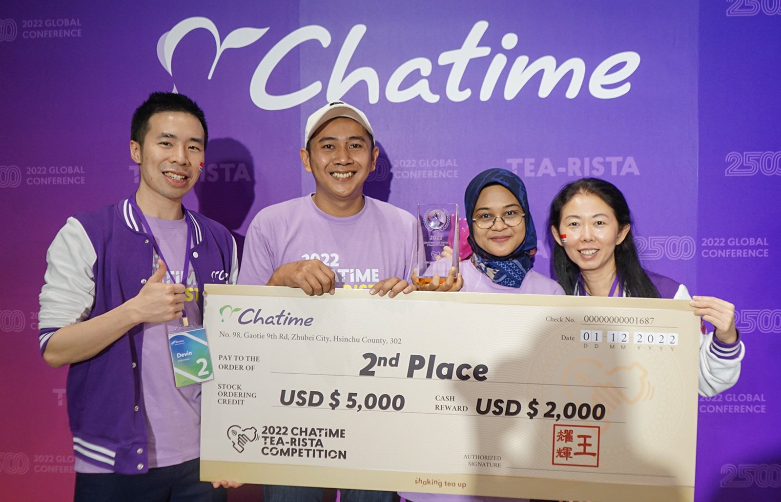 Gelaran 2022 Chatime Global Tea-rista di Taiwan, Chatime Indonesia Raih Juara Kedua
